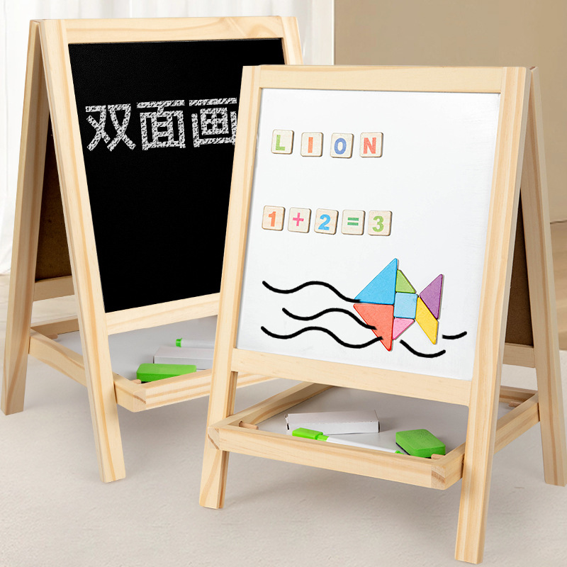 厂家批发木制儿童双面磁性画画板写字板2-6岁早教儿童地摊玩具