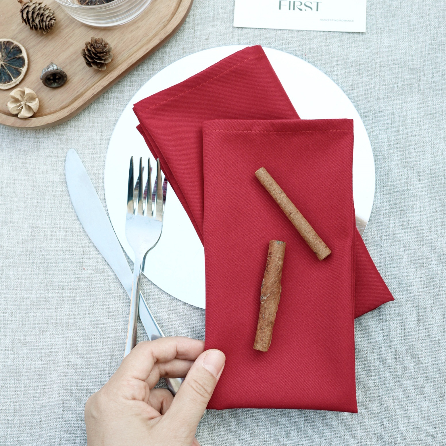 Servillas algodón poliéster servillas cuadradas hotel de boda transfronterizas decoración de mesa de comedor occidental almohadilla de Navidad servillas