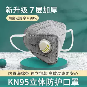 หน้ากากป้องกันฝุ่น KN95 พร้อมวาล์วหายใจ และถ่านกัมมันต์ สำหรับป้องกันฝุ่นในอุตสาหกรรมโดยเฉพาะ บรรจุแยกชิ้น ใช้ครั้งเดียว แบบสามมิติ