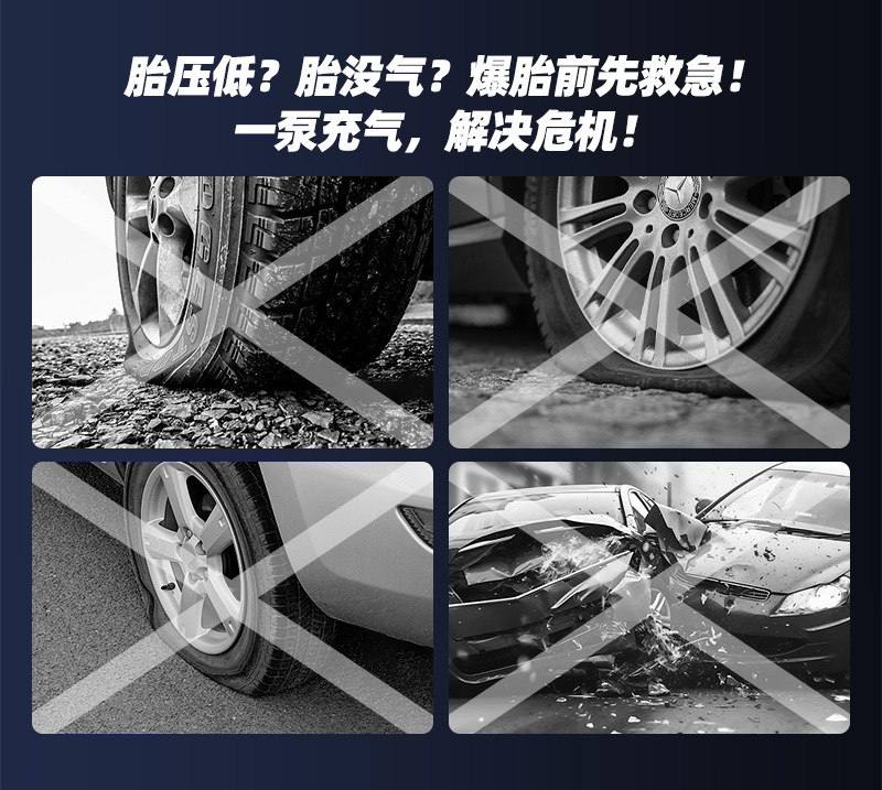Car-Mounted Wireless Air Pump, Portable High-Power Air Pump, Electric Car Tire High-Pressure Air Pump, Fast Charging for Vehicles