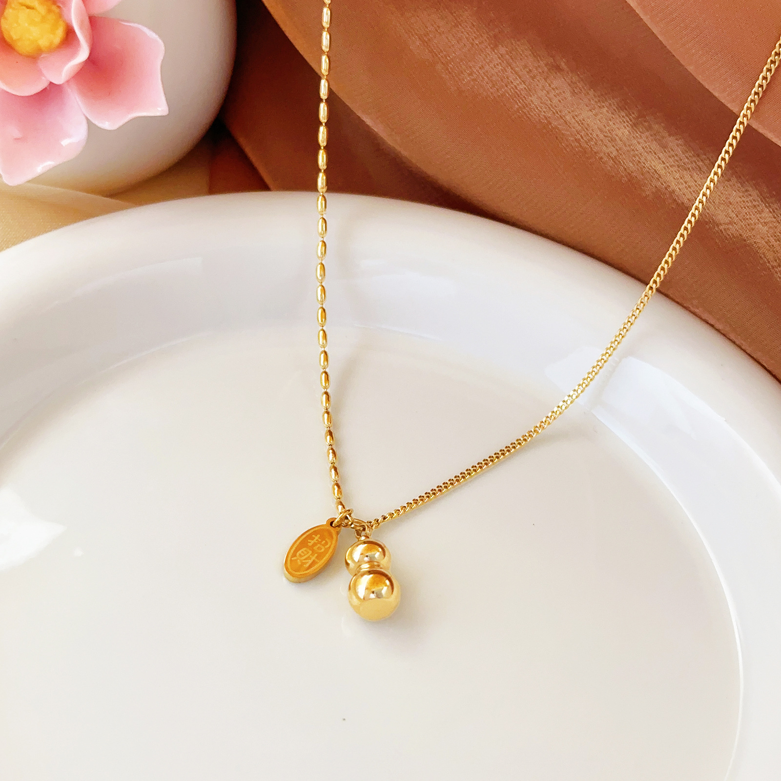 Lucky Calabash tobillera mujer nuevo estilo chapado en oro de 18 quilates sexy moda nicho no se desvanece