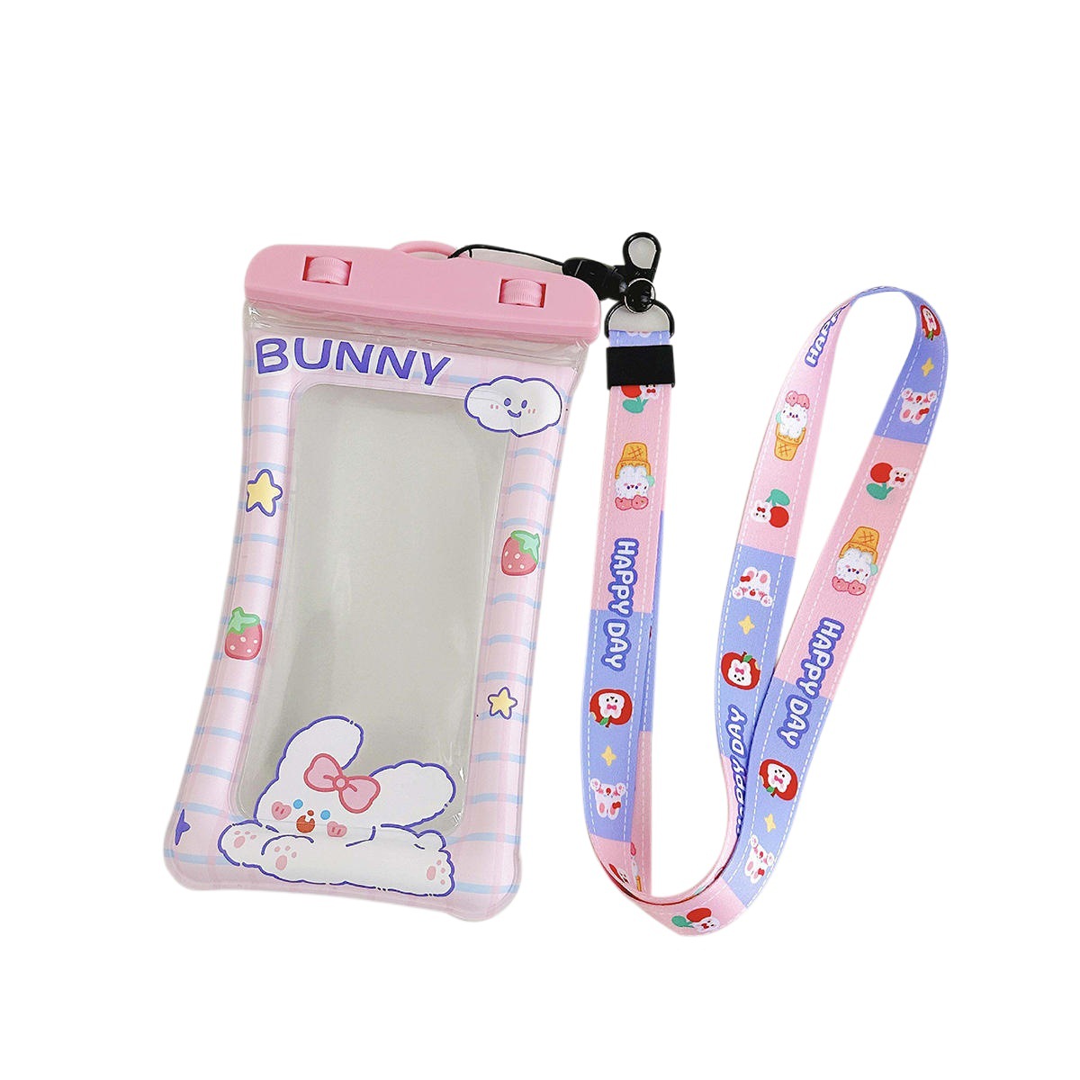 Teléfono móvil de plástico de verano lindo de dibujos animados bolsa impermeable bolsa de arena movediza bolsa a prueba de golpes bolsa colgante de teléfono móvil de natación