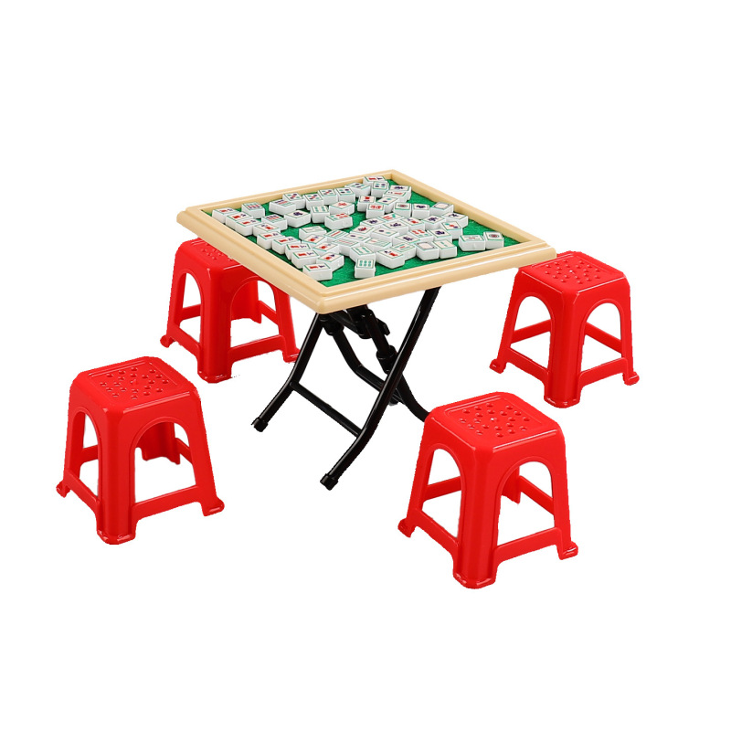 娃娃屋迷你麻将桌棋牌室道具袖珍桌椅模型摆件过家家玩具跨境热采|undefined