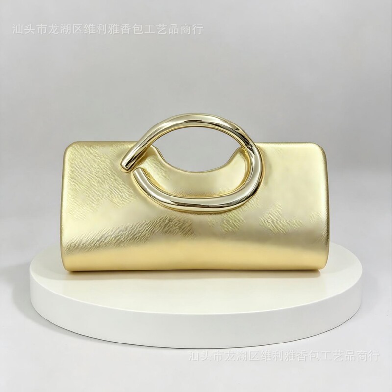 Elegant Metal Ring Clutch Evening Bag, Shiny Leather Handbag, Bridal Dress Party Bag, Women's Handbag Elegant Metal Ring Clutch Evening Bag, Shiny Leather Handbag, Bridal Dress Party Bag, Women's Handbag