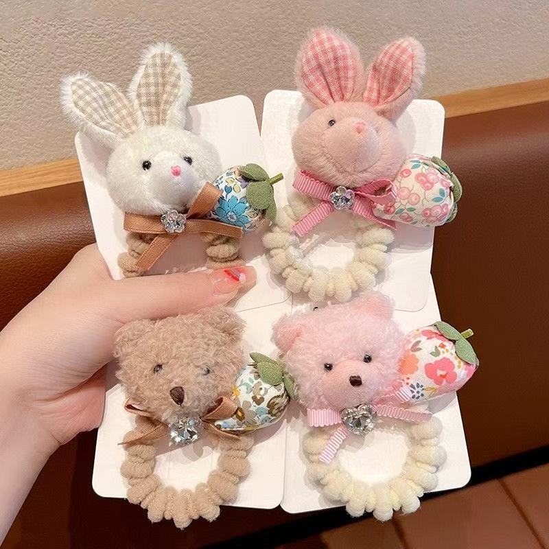 Korean Cartoon Plush Rabbit Hair Band Autumn and Winter New Style Sweet, Versatile, Cute and Non-Harmful High Elastic Hair Rope Wholesale