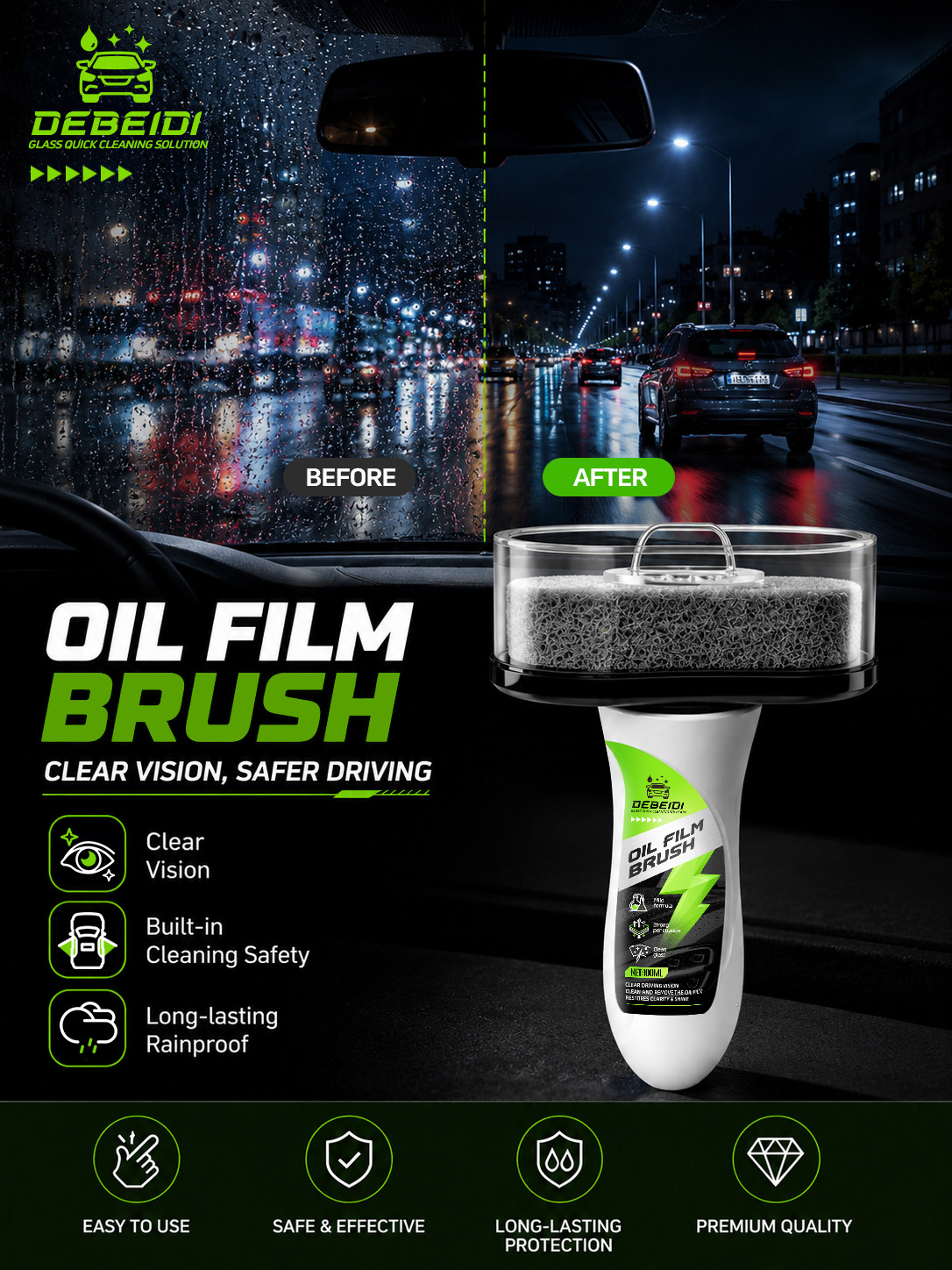 Car Oil Film Cleaner, Glass Cleaner, Insect Glue and Tree Sap Remover, Foam Maintenance Agent, Powerful Stain Remover, No Trace Left Behind