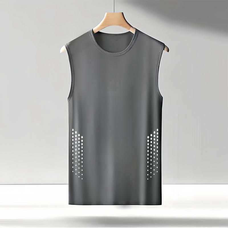 男性の氷糸ベスト夏運動フィットネスの底のシャツの広い肩のトレーニングの薄いタイプの袖なしのtシャツの肩の速乾の男性の潮|undefined