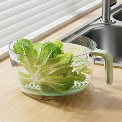 Kitchen Large Capacity Drain Basket Luxury Transparent Visible Rice Washing Magic Multi-functional Anti-leak Rice and Vegetable Basket Plastic