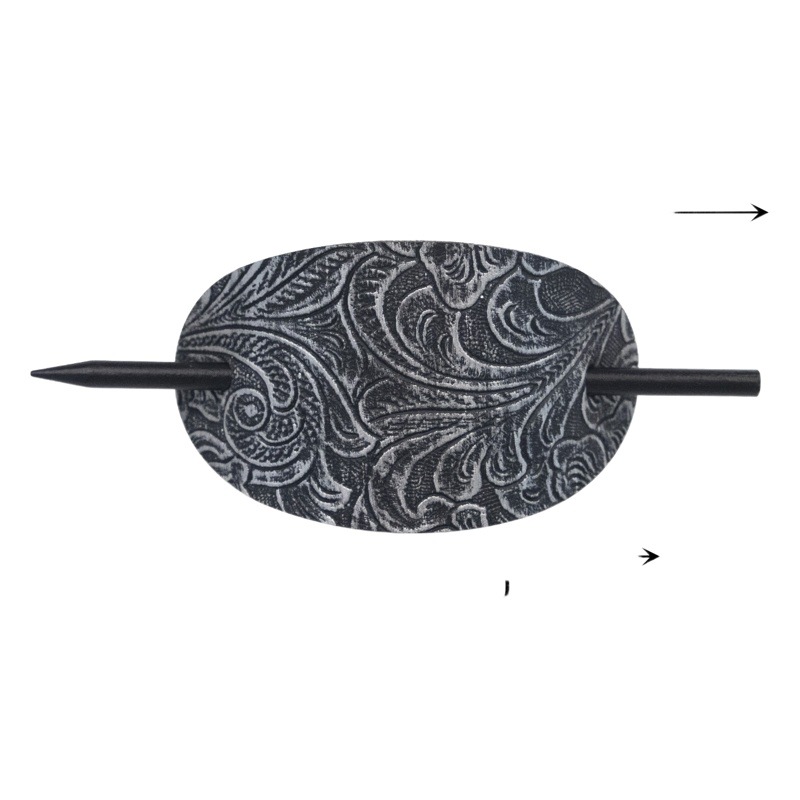 Cross-border European and American Retro Long Hair Fixer Hair Clamps Leather Cord Hair Set Leather Oval Hairpin Hair Clip