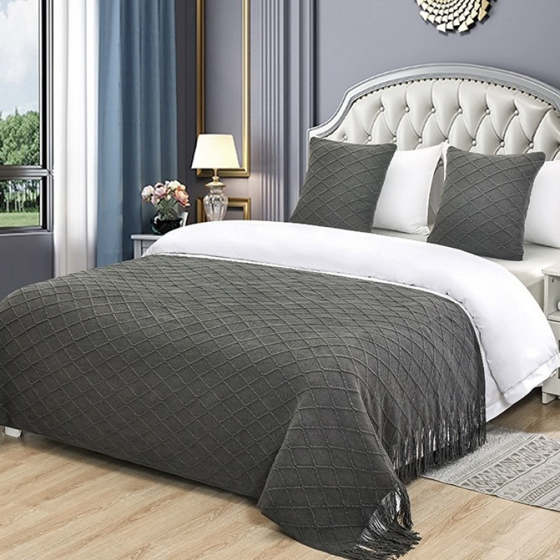 Bandera de cama toallas de cola de cama residencial hotel de lujo cubierta de cama doméstica nueva habitación modelo chino toallas de cama de color sólido