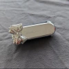 Серебристая зеркальная расчёска (съёмное зеркало), серебристый бант