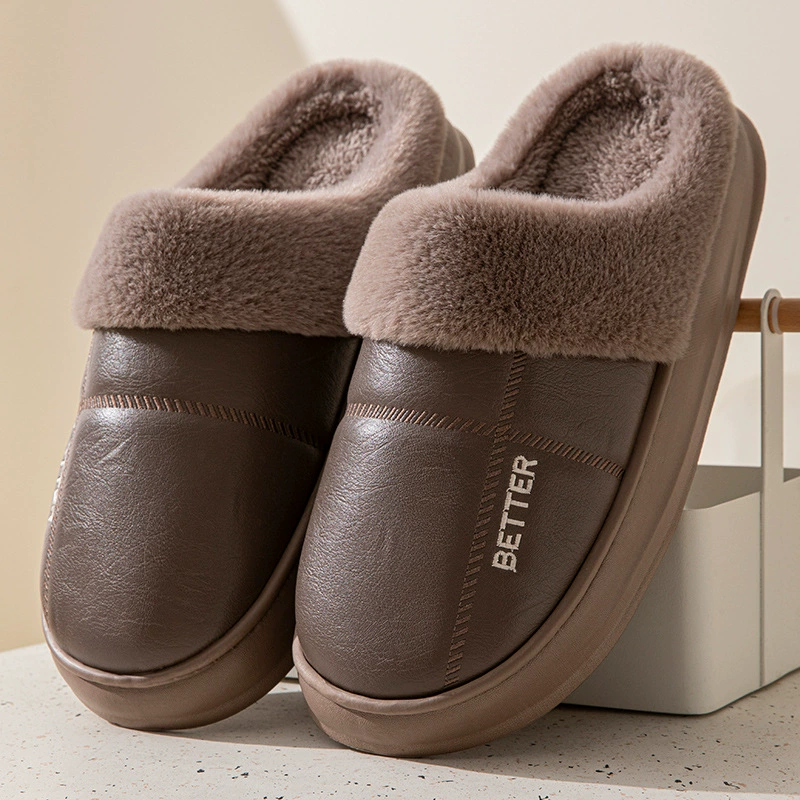 Winter extra large polyurethane non-slip keep warm slippers platform, plus size