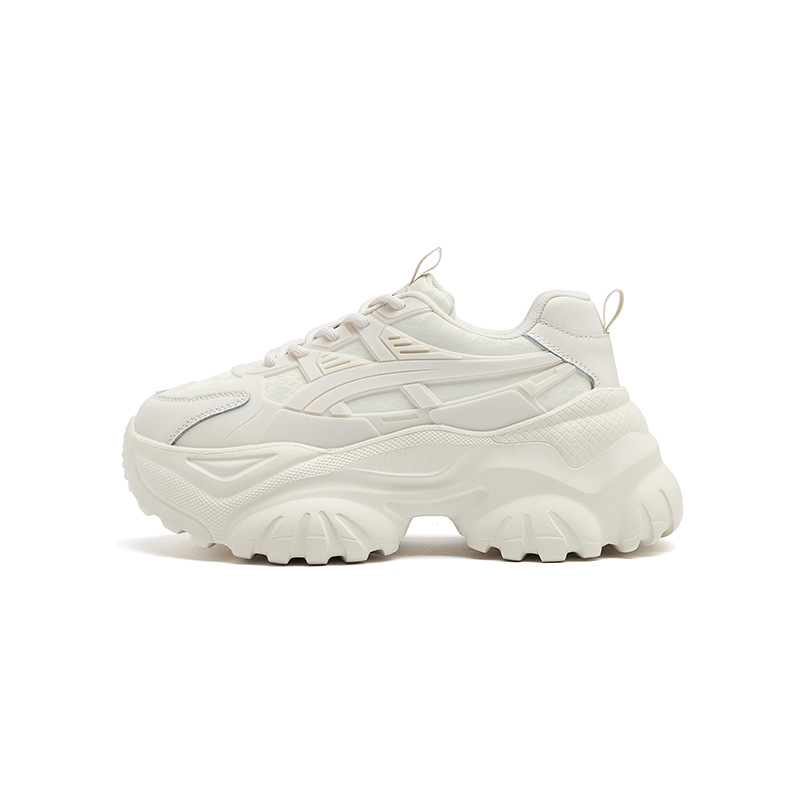 Zapatos de cuero de león antiguo para mujeres 2025 nuevos zapatos deportivos casuales blancos de suela gruesa de primavera pequeños zapatos para correr