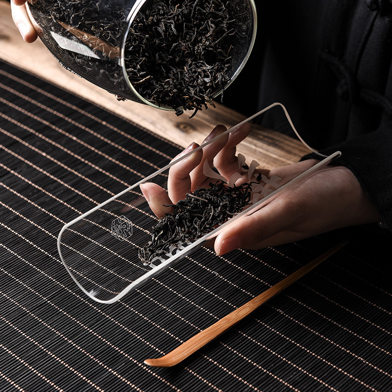 Traje de Ceremonia de té de vidrio hecho a mano Zen feliz apreciación del té Lotus té pala cucharadita ceremonia del té seis caballeros Kung Fu juego de té Accesorios