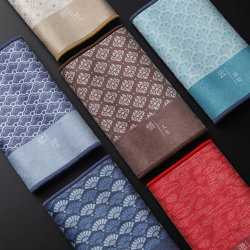 Double-sided velvet Chinese-style traditional painting, thickened Zen-inspired water-absorbent Japanese tea mat, tablecloth, pot-cleaning and dry-pouring tea towel, tea ceremony accessory