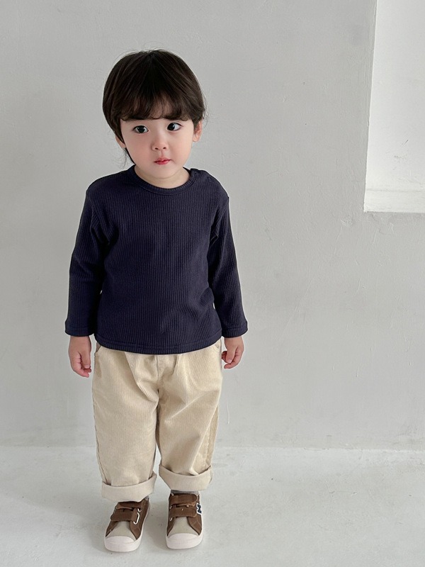 (Base de algodón Shu) básica de color sólido a juego superior otoño niños y niñas básica de algodón a juego ropa base para niños
