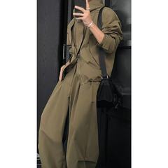 龙叨叨秋季新款潮流美式户外工装冲锋衣连帽夹克宽松百搭长裤套装