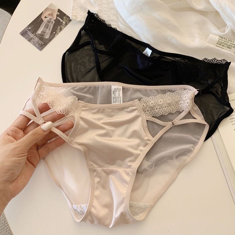 Mesh breathable sexy triangle panties, fishnet hollow low-rise women's underwear, satin comfortable breathable women's panties Mesh breathable sexy triangle panties, fishnet hollow low-rise women's underwear, satin comfortable breathable women's panties