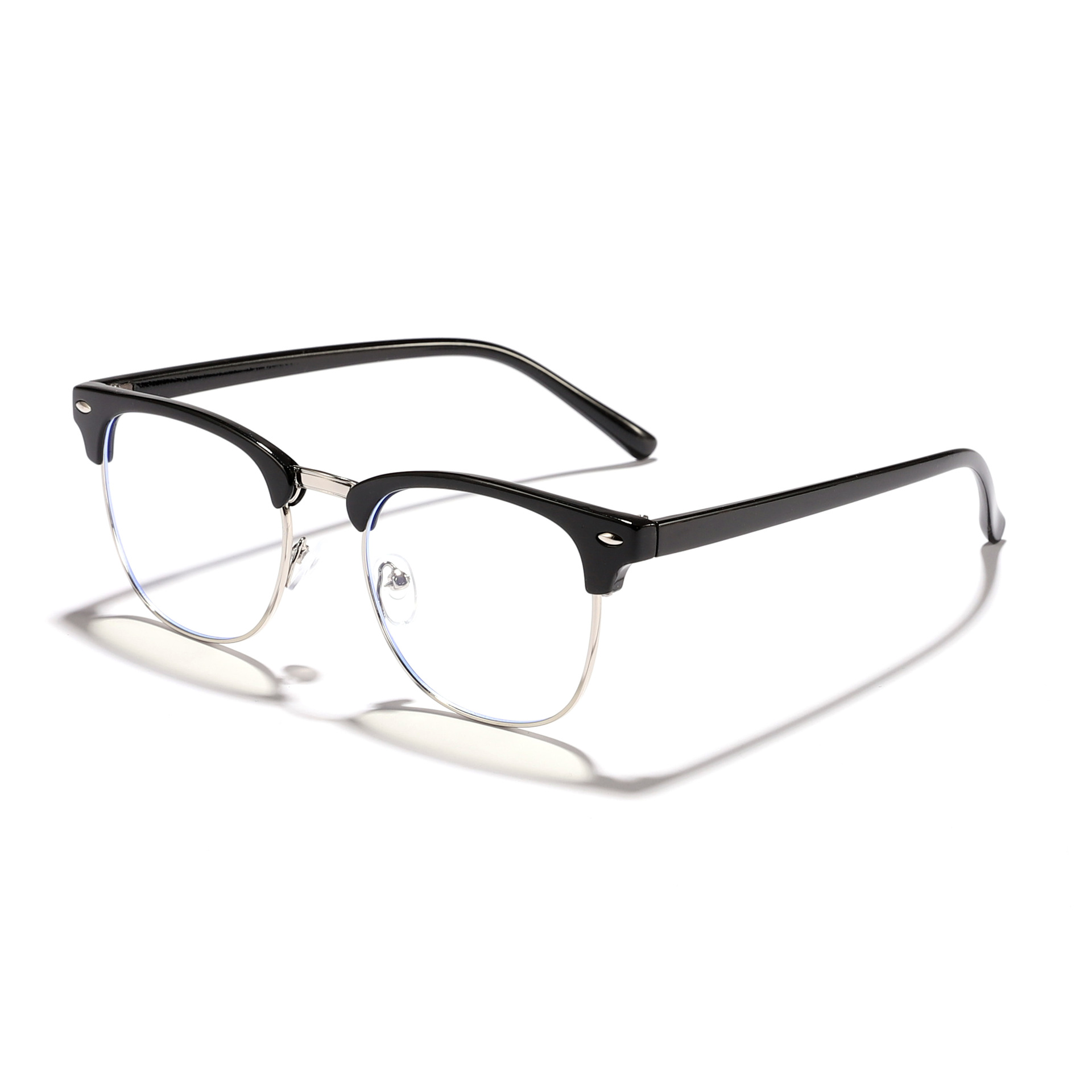 Gafas a prueba de luz azul de estilo empresarial de caja simple transfronteriza para hombres y mujeres, gafas de montura de miopía para estudiantes de metal