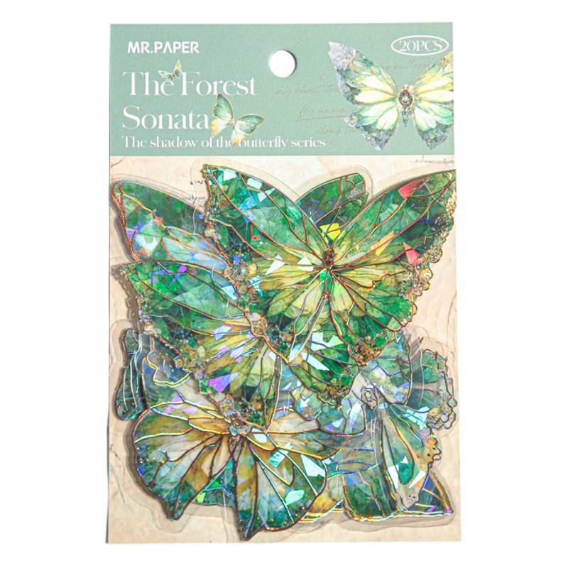 Sr. papel dorado PVC etiqueta grande mariposa sombra rastro serie retro Goo tarjeta pegatina diario fantasía material bolsa