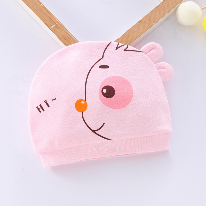 0--1 Sombrero de bebé recién nacido primavera y otoño algodón peinado para bebés de dibujos animados para hombres y mujeres cuatro estaciones sombrero de neumáticos a prueba de viento sombrero de puerta de goma
