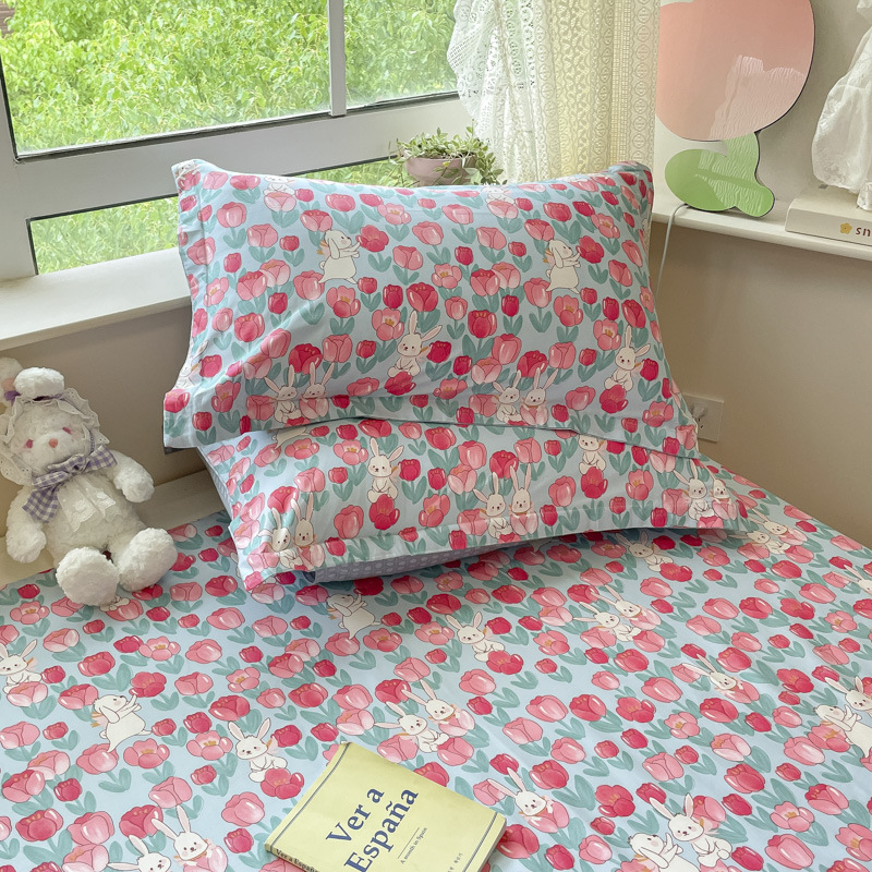 Funda de almohada fresca pequeña de algodón puro Un par de fundas de almohada para el hogar individuales 48x74cm Funda interior de núcleo de almohada de algodón Student 4
