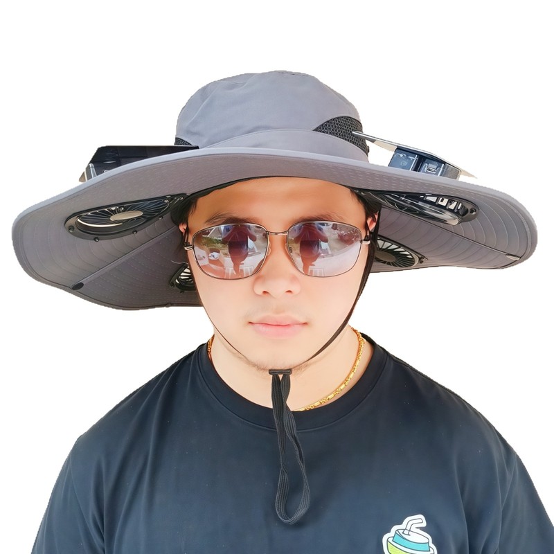 ソーラーファンキャップ釣り帽メンズアウトドア登山帽紫外線防止サンシェード漁師帽扇風機付き帽子|undefined