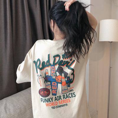 chic Hong Kong style short sleeve t-shirt women's summer loose Korean style ins fashion brand Harajuku style hiphop fried street half sleeve top