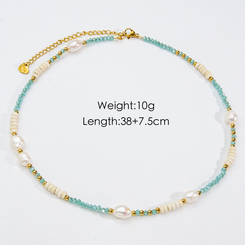 Casual Vacation Round Stainless Steel Beaded Freshwater Pearl Beaded Plating Necklace display picture 5