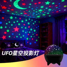 外贸电商新款星空灯LED七彩创意投影梦幻儿童卧室月亮星星小夜灯