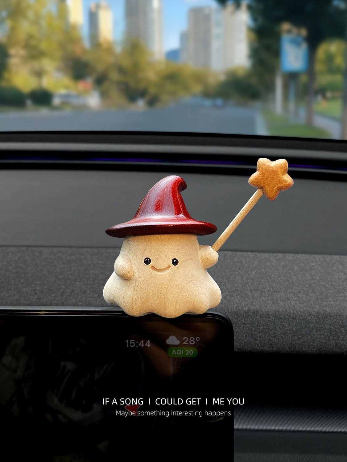 Car Ornament [Cast a Magic Spell for a Safe Journey] Screen Center Console Decorative Interior Accessory