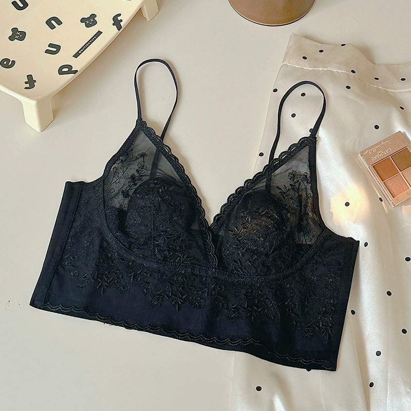 Плессированное кружевное бюстье без косточек, французский стиль, вышивка, утягивающий эффект, размеры M–L
