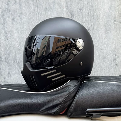 Motosiklet kaskı (dəbilqə) Helmet for Men and Women, Full-Face - matt-black-tea-mirror-transparent-mirror-delivered-m