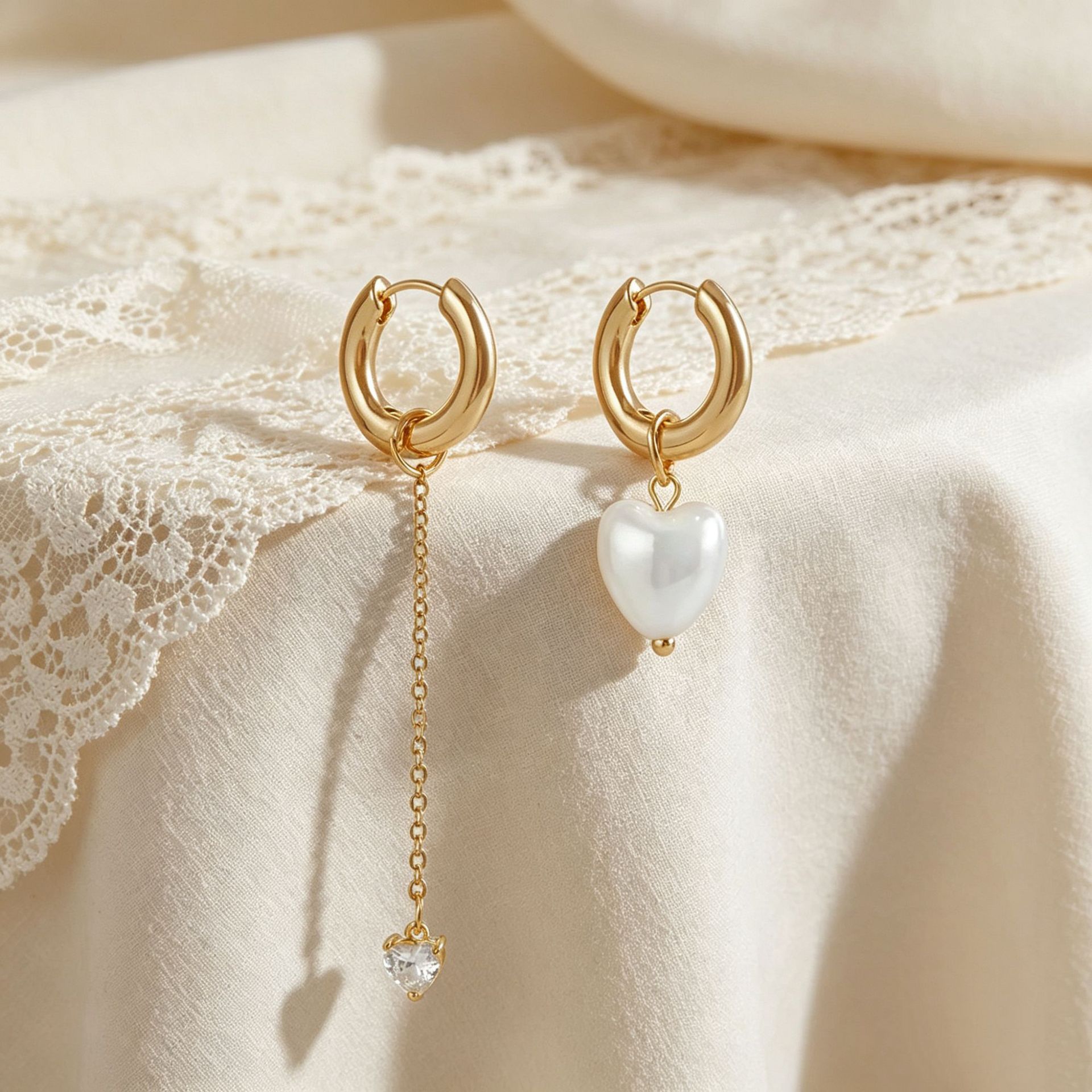 New European and American Cross-Border Jewelry, Light Luxury, Simple and Sweet, Fashionable and Versatile, Niche Design Heart-Shaped Pendant Earrings