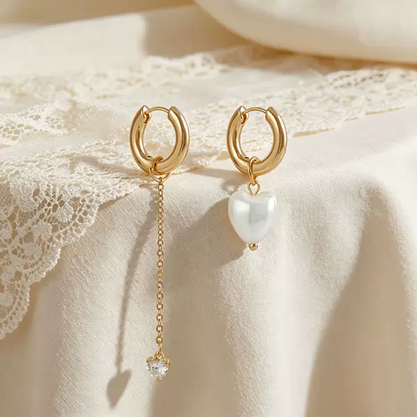 New European and American Cross-Border Jewelry, Light Luxury, Simple and Sweet, Fashionable and Versatile, Niche Design Heart-Shaped Pendant Earrings