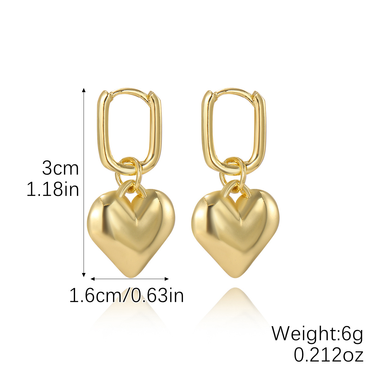 E2505-3 골드 하트 모양 귀걸이