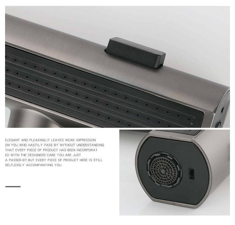 Wholesale from the original manufacturer of digital display Feiyu waterfall household kitchen pull-out faucet gun, grey cold and hot sink undefined