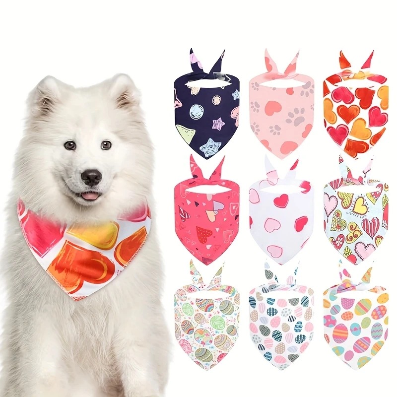 Cross-Border Pet Triangle Scarf Easter Egg Accessories Cat and Dog Decorative Bib Saliva Towel