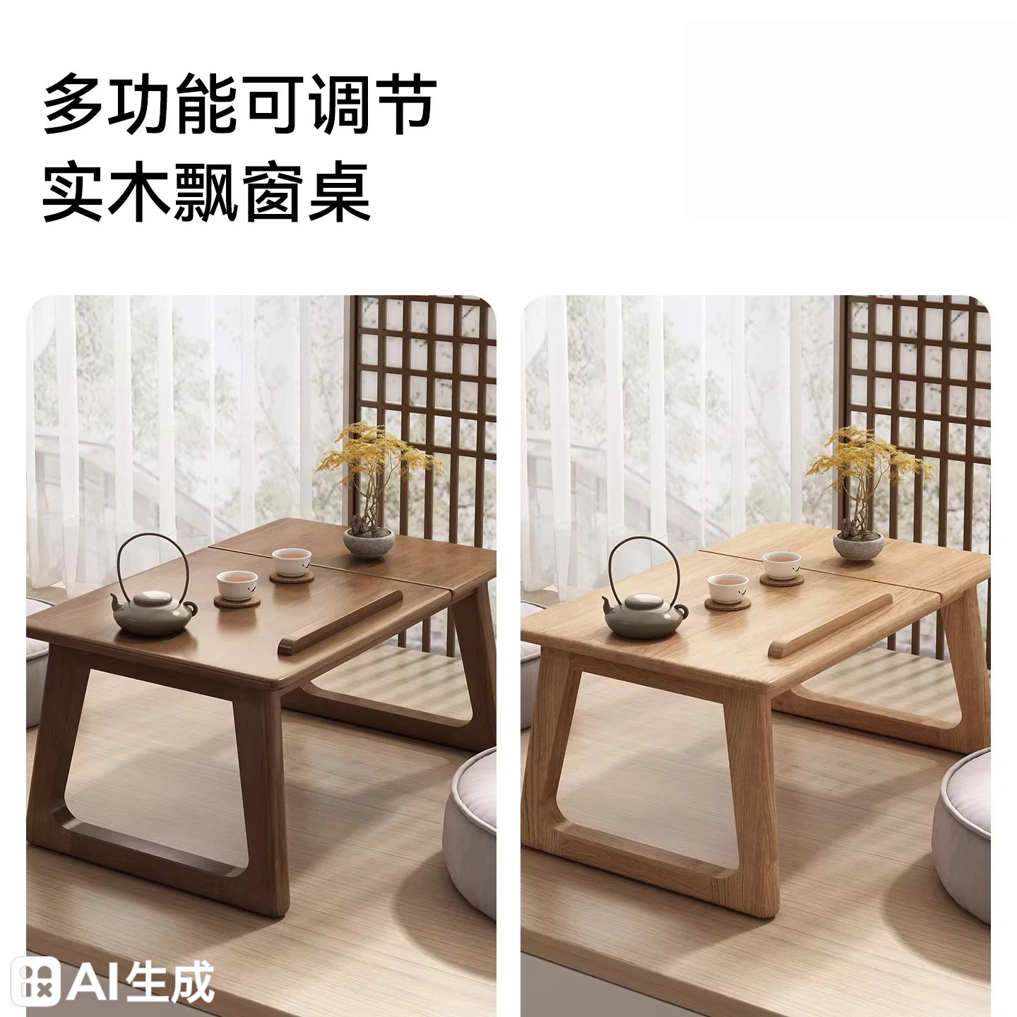 Tabla de ventana flotante, tabla plegable de tatami japonés, tabla de computadora, tabla de madera maciza, tabla de té baja, balcón