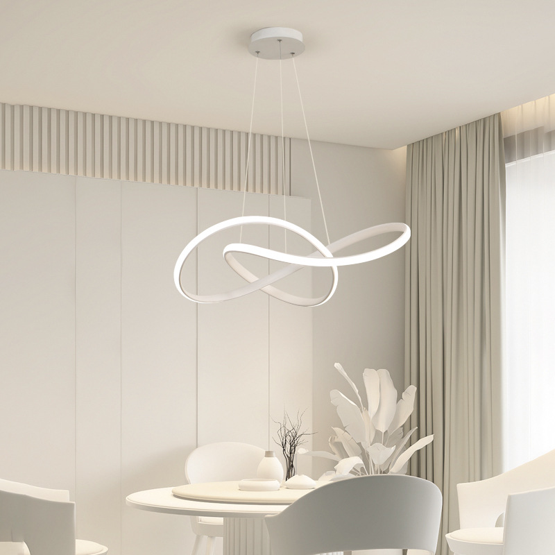 餐廳吊燈現代簡約北歐吧檯吊燈餐桌飯廳圓環形led米家智能燈具