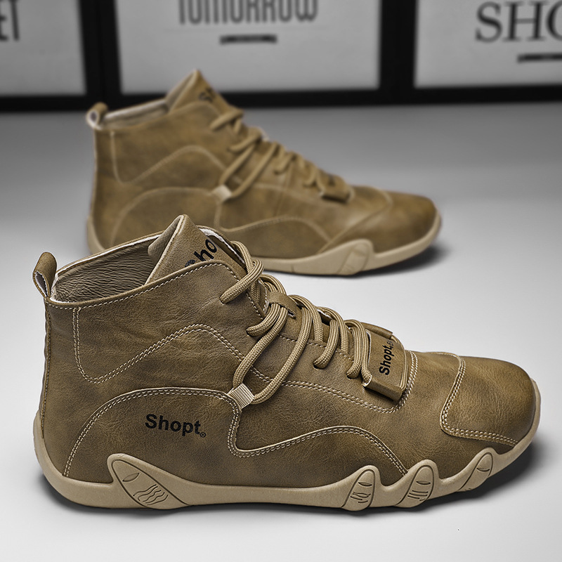 Men's shoes autumn and winter new style casual leather surface waterproof mid-heel leather shoes summer work safety octopus Martin boots 