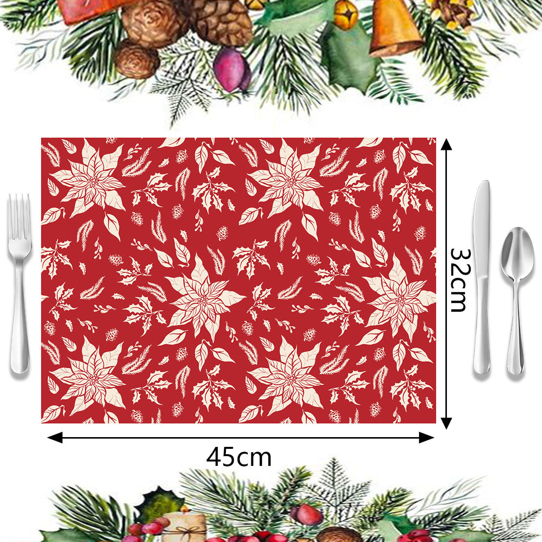 Weihnachtstischsets Leinen Mahlzeit Western Restaurant Isoliermatte Küchendekoration Tischset_voghion.com