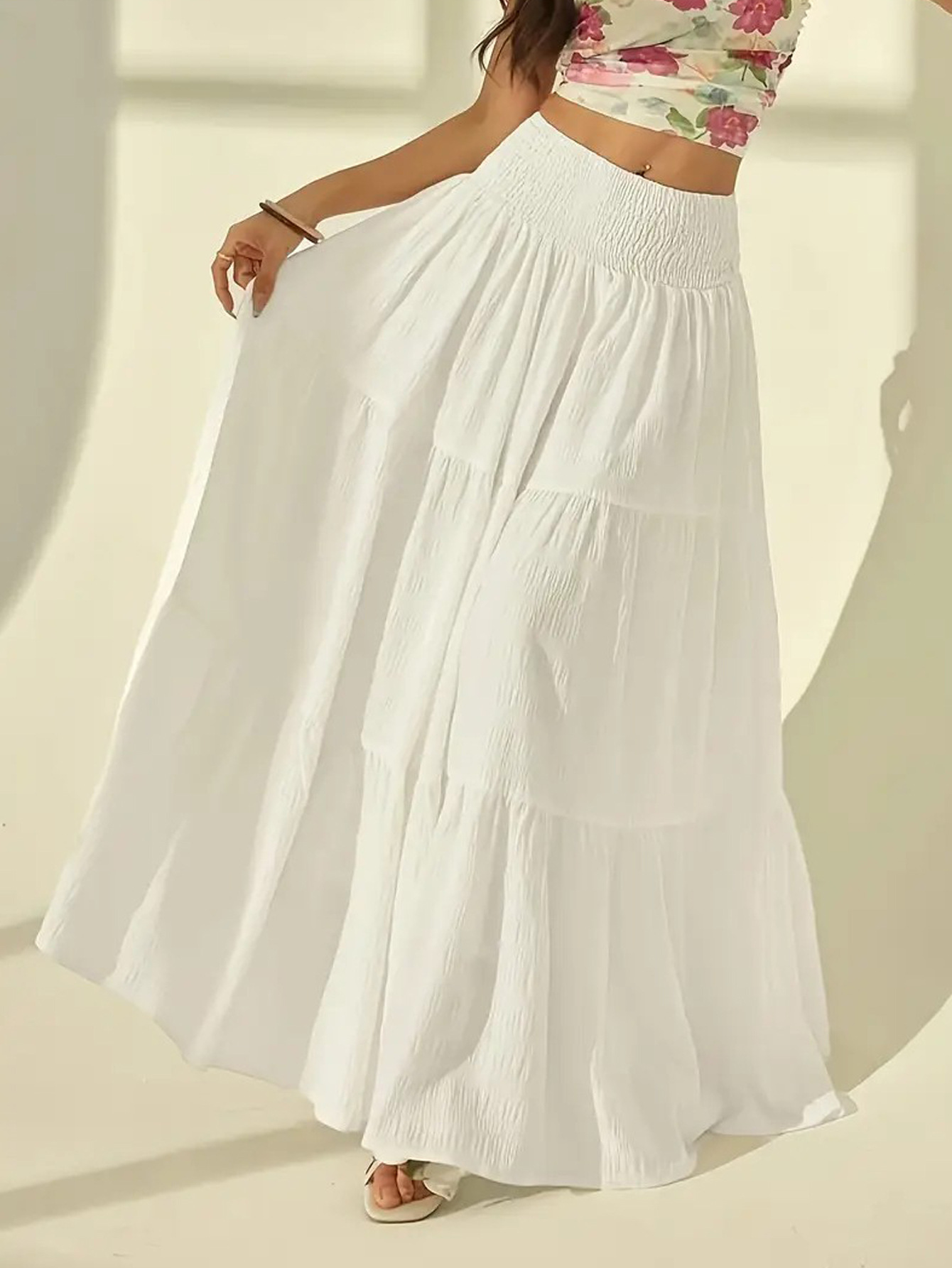 European and American Cross-Border Amazon Hot-Selling Women's Clothing Solid Color Elegant A-Line Long Skirt Women's Vacation Casual Skirt
