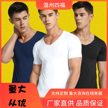 新款夏季简约薄款男士短袖套头时尚都市领男式T恤厂家直销潮牌