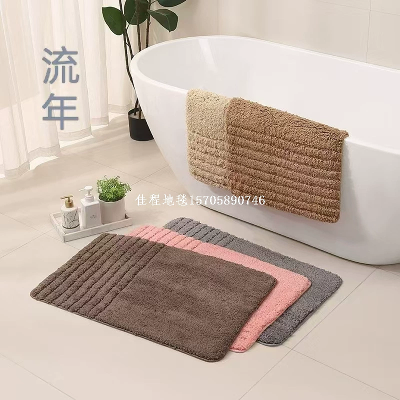 2025 новых ковриков для пола из микрофибры, простые, кросс-бордерные, однотонные с полосками, плюшевые, для спальни, оптовая торговля, внешняя торговля