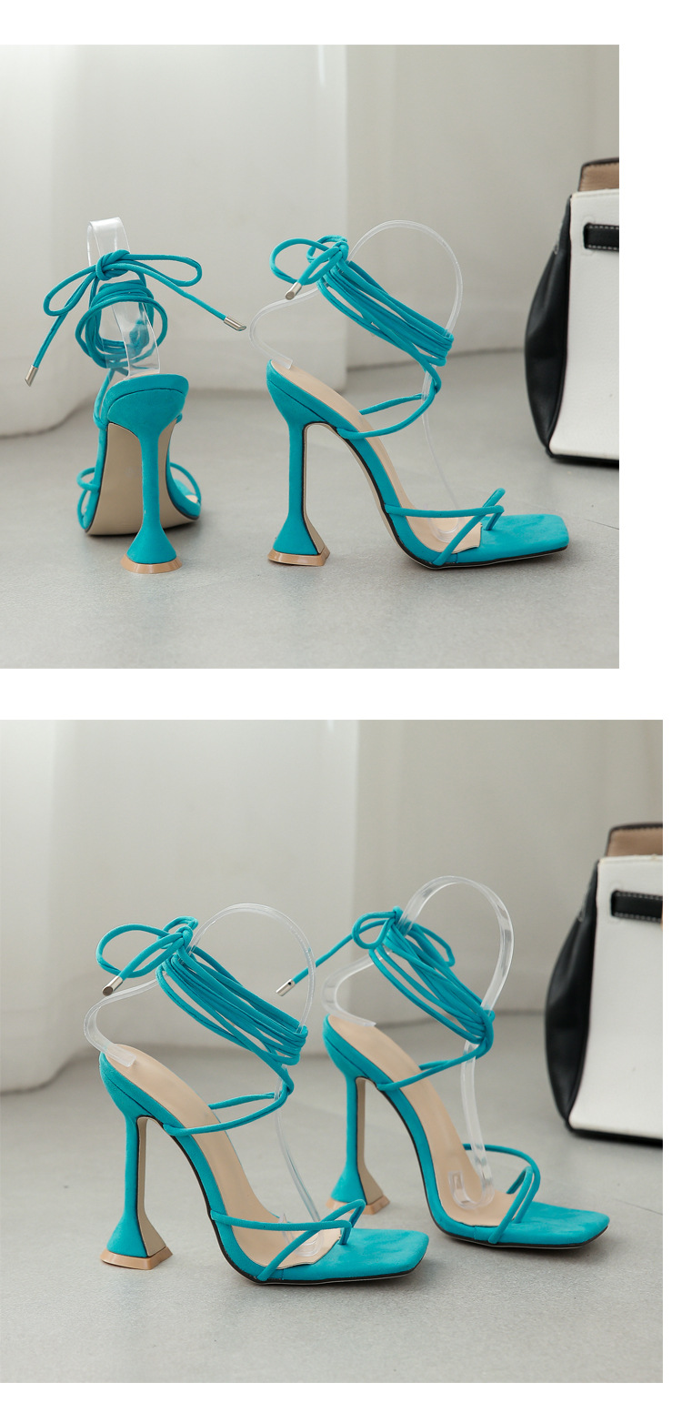 Lace-Up Square Toe High Heel Sandals NSSO81837