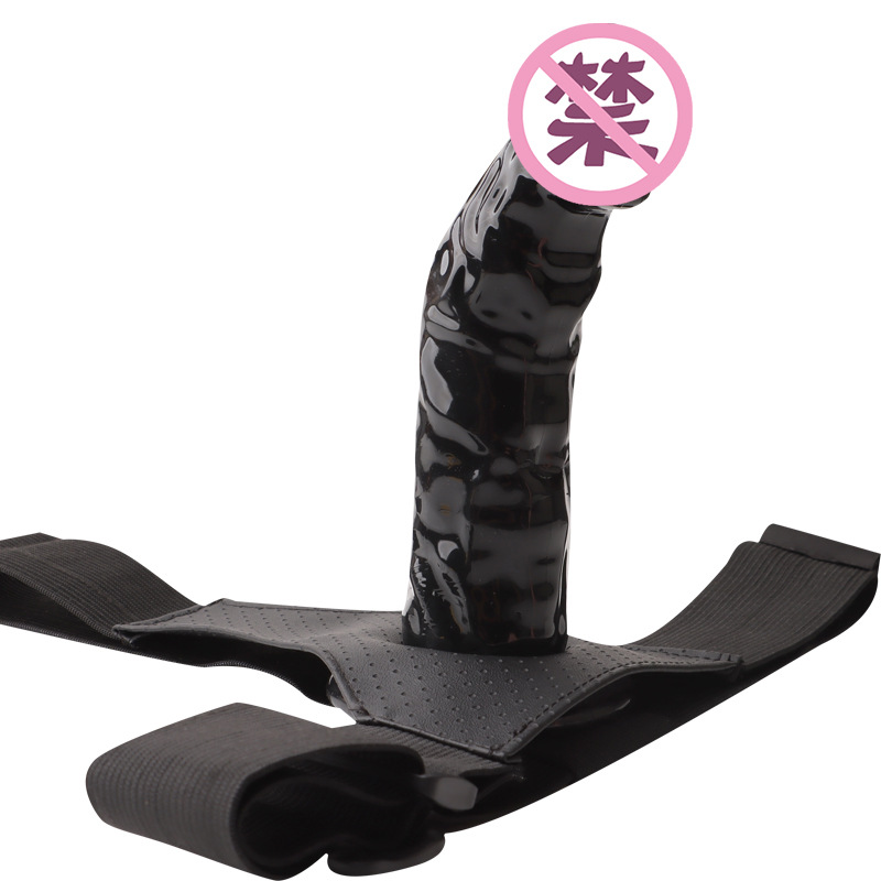 Adjustable Hollow Dildo Cover Leather Pants, Soft TPE Wearable Extender, Large Black — detail image 5
