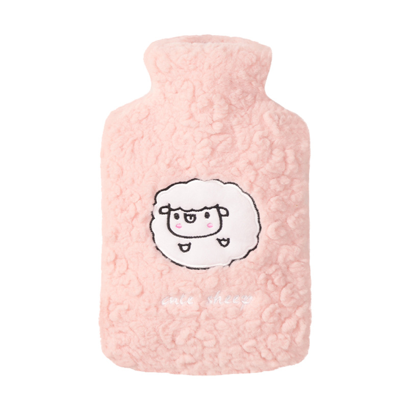 Botella de agua caliente Inyección de agua de gran capacidad Cubierta de tela de felpa bordada linda Calentar manos Calentar el vientre Bolsa de agua caliente de pvc Agua al por mayor
