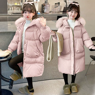女童大毛领冬季棉服2026冬新款加厚中长款连帽外穿棉袄爆款外套新