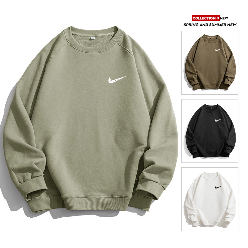 Spring New Heavyweight Couple Sweatshirt Men's Fitness Casual Sports Pullover Long-Sleeved Top Large Terry Off-Shoulder Sweatshirt